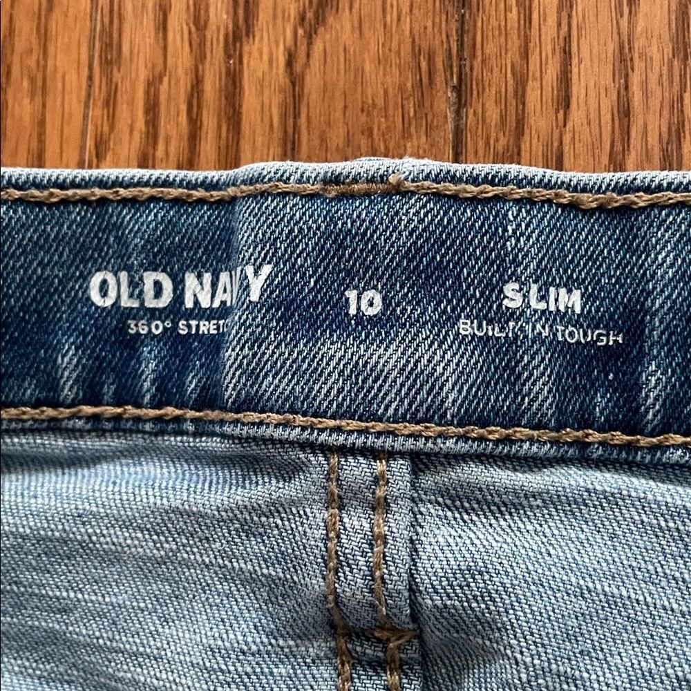 Old Navy 360 Stretch Distressed Jeans Light Wash Boy’s Sz 10 Slim - Picture 9 of 11